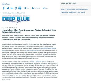 Deep Blue Med Spa Offers Clear + Brilliant Laser