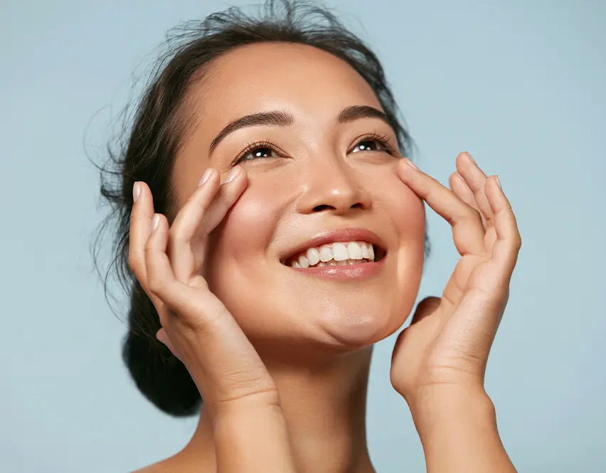 woman touching face portrait